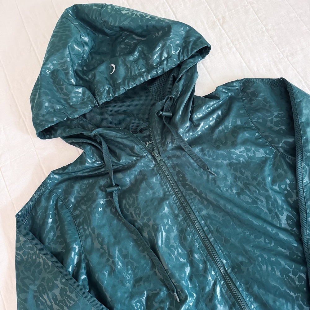 Zyia Active Greed Leopard‎ Hooded Bomber Windbreaker Jacket Women's SMALL